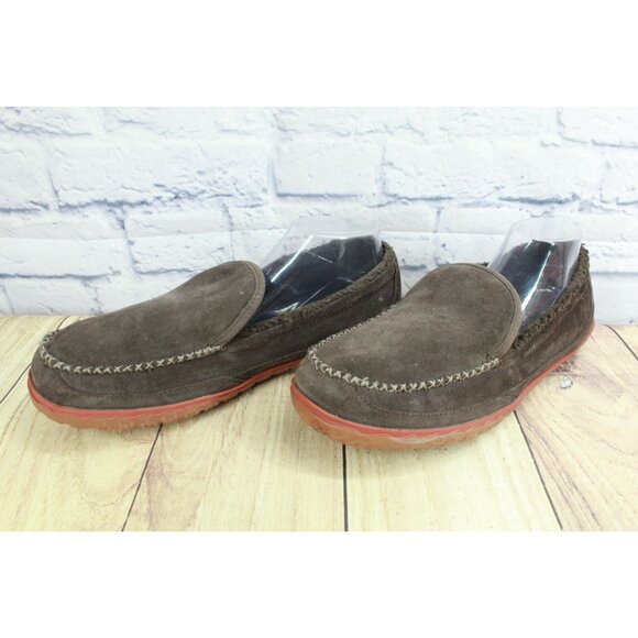 LL Bean Men's Brown Suede Cozy Fleece Lined Mountain Moccasins Slippers 11 M - Picture 3 of 9